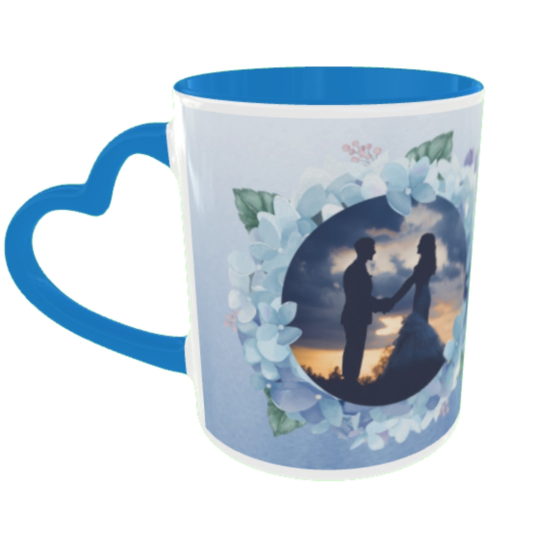 Customized Coffee Mugs in Blue ( Wedding Gift For Couple )