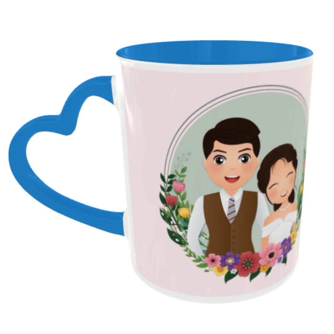 Customized Coffee Mugs in Blue ( Wedding Gift For Couple )