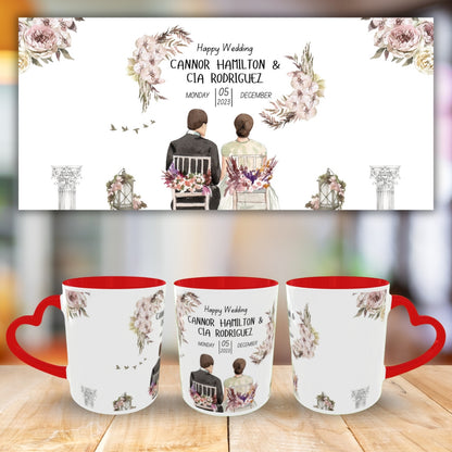 Customized Coffee Mugs in red ( Wedding Gift For Couple )