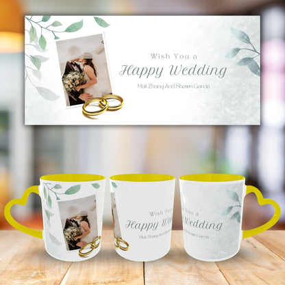 Customized Coffee Mugs in Yellow ( Wedding Gift For Couple )