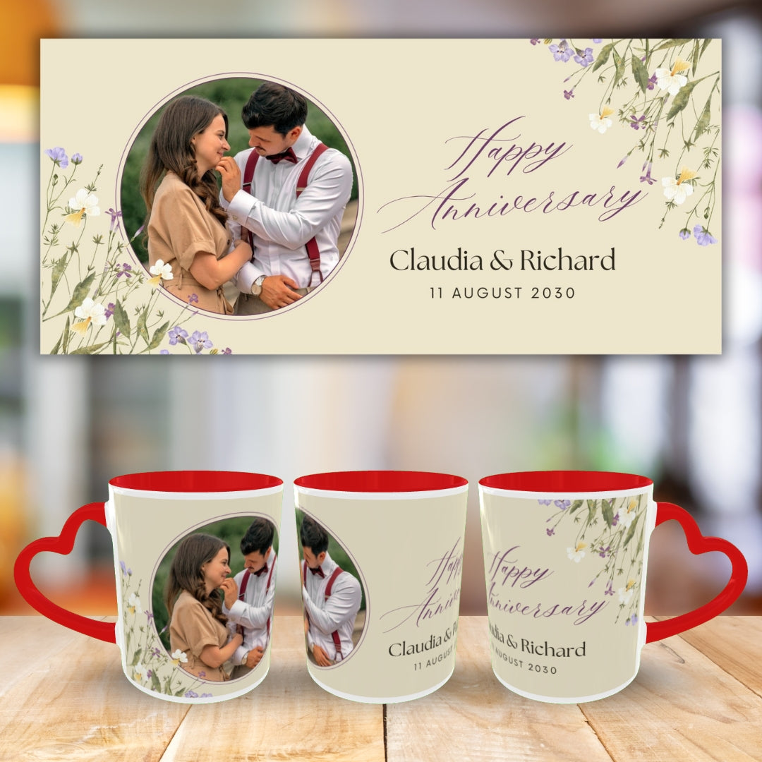 Customized Coffee Mugs For Couple in Red ( anniversary )