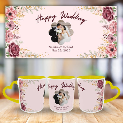 Customized Coffee Mugs in Yellow ( Wedding Gift For Couple )