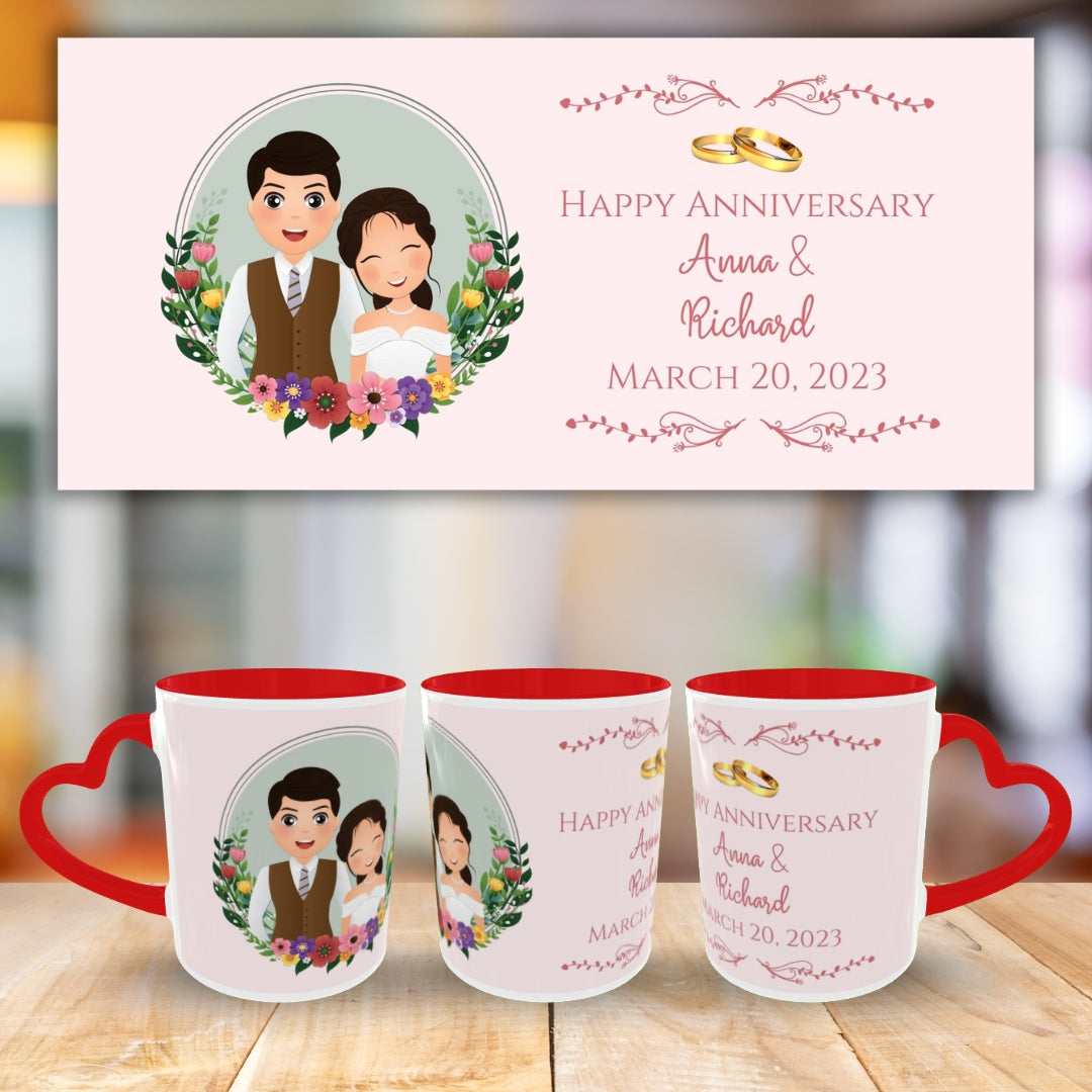 Customized Coffee Mugs For Couple in Red ( anniversary )