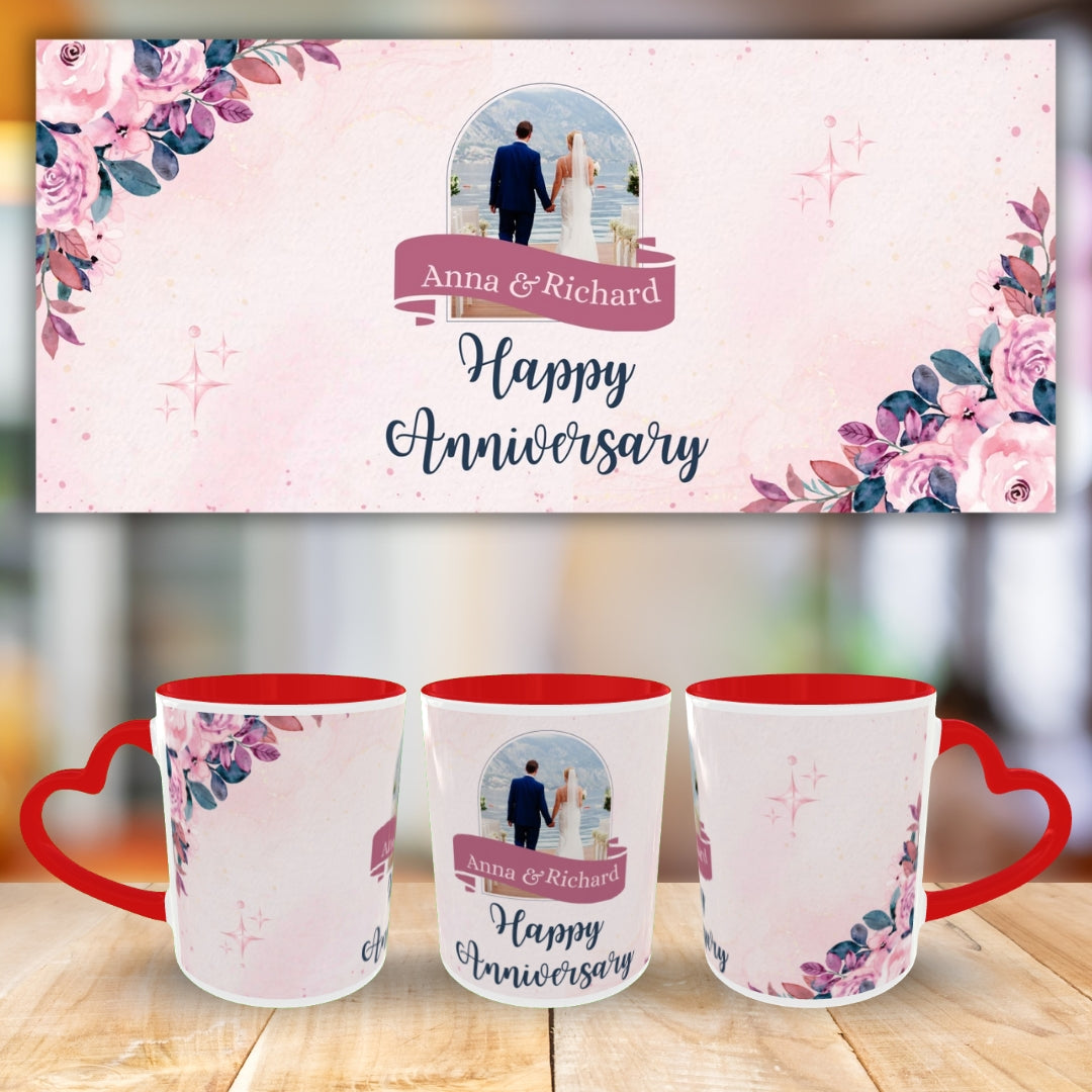 Customized Coffee Mugs For Couple in Red ( anniversary )