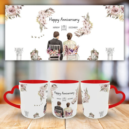 Customized Coffee Mugs For Couple in Red ( anniversary )
