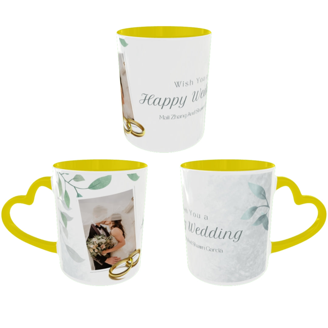 Customized Coffee Mugs in Yellow ( Wedding Gift For Couple )