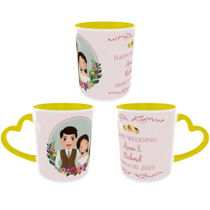 Customized Coffee Mugs in Yellow ( Wedding Gift For Couple )