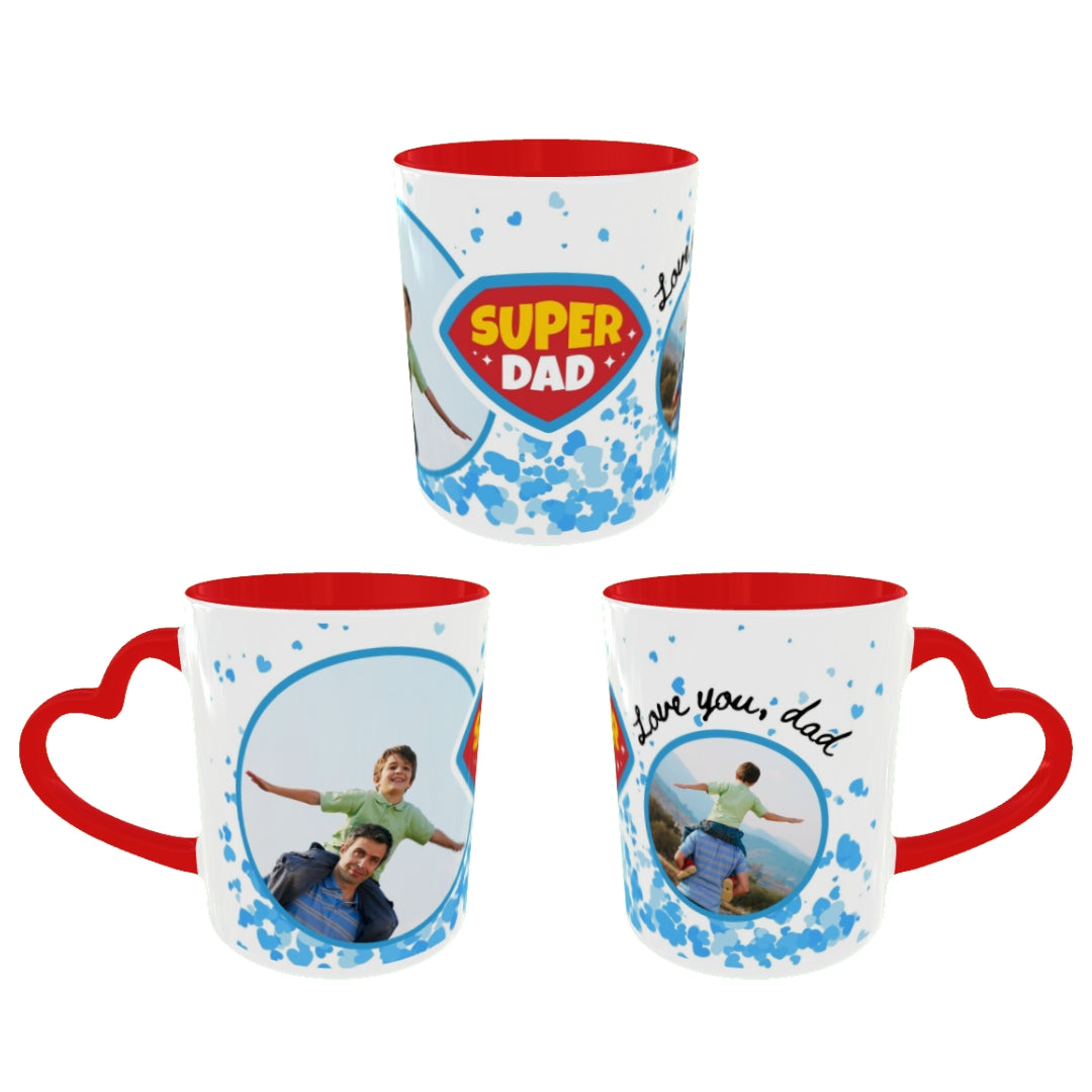 Customized Coffee Mugs For Dad in Red ( Your Super Hero )