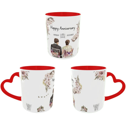 Customized Coffee Mugs For Couple in Red ( anniversary )