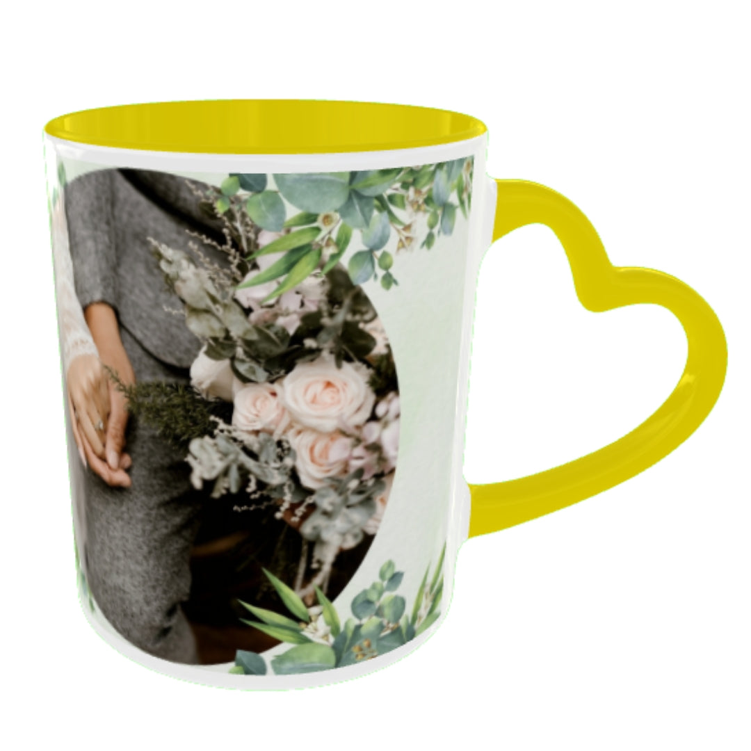 Customized Coffee Mugs in Yellow ( Wedding Gift For Couple )