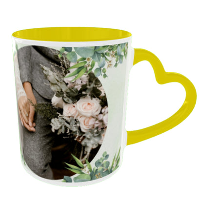 Customized Coffee Mugs in Yellow ( Wedding Gift For Couple )