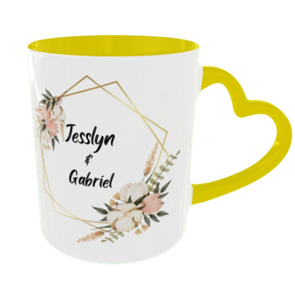 Customized Coffee Mugs in Yellow ( Wedding Gift For Couple )