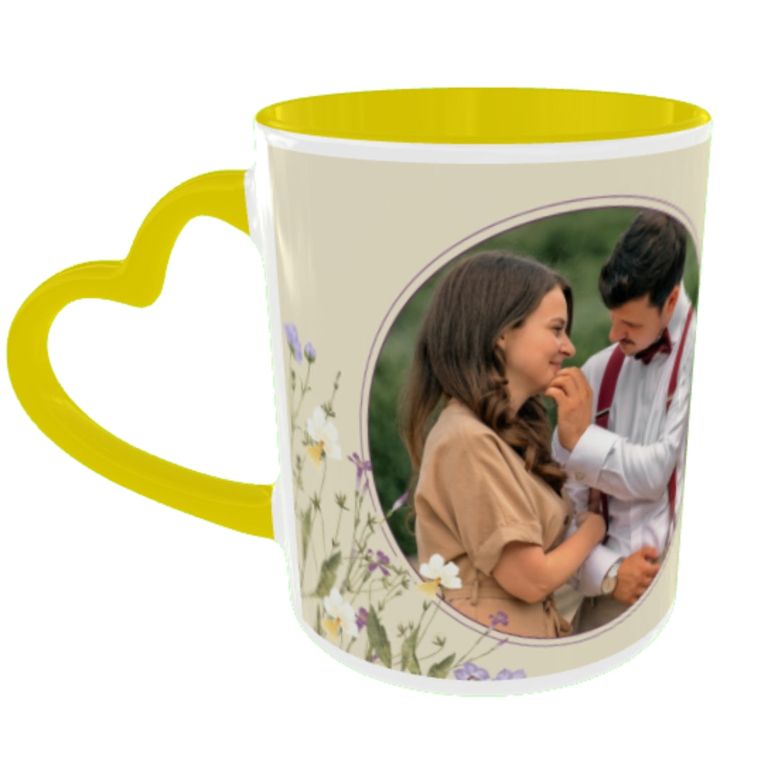Customized Coffee Mugs in Yellow ( Wedding Gift For Couple )