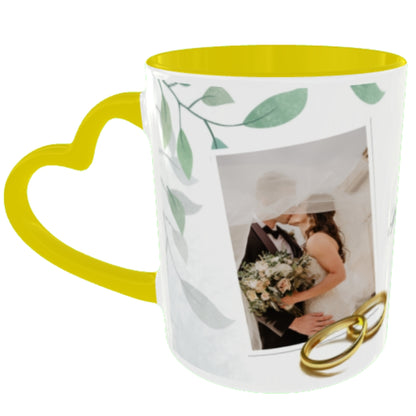 Customized Coffee Mugs in Yellow ( Wedding Gift For Couple )