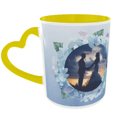 Customized Coffee Mugs in Yellow ( Wedding Gift For Couple )