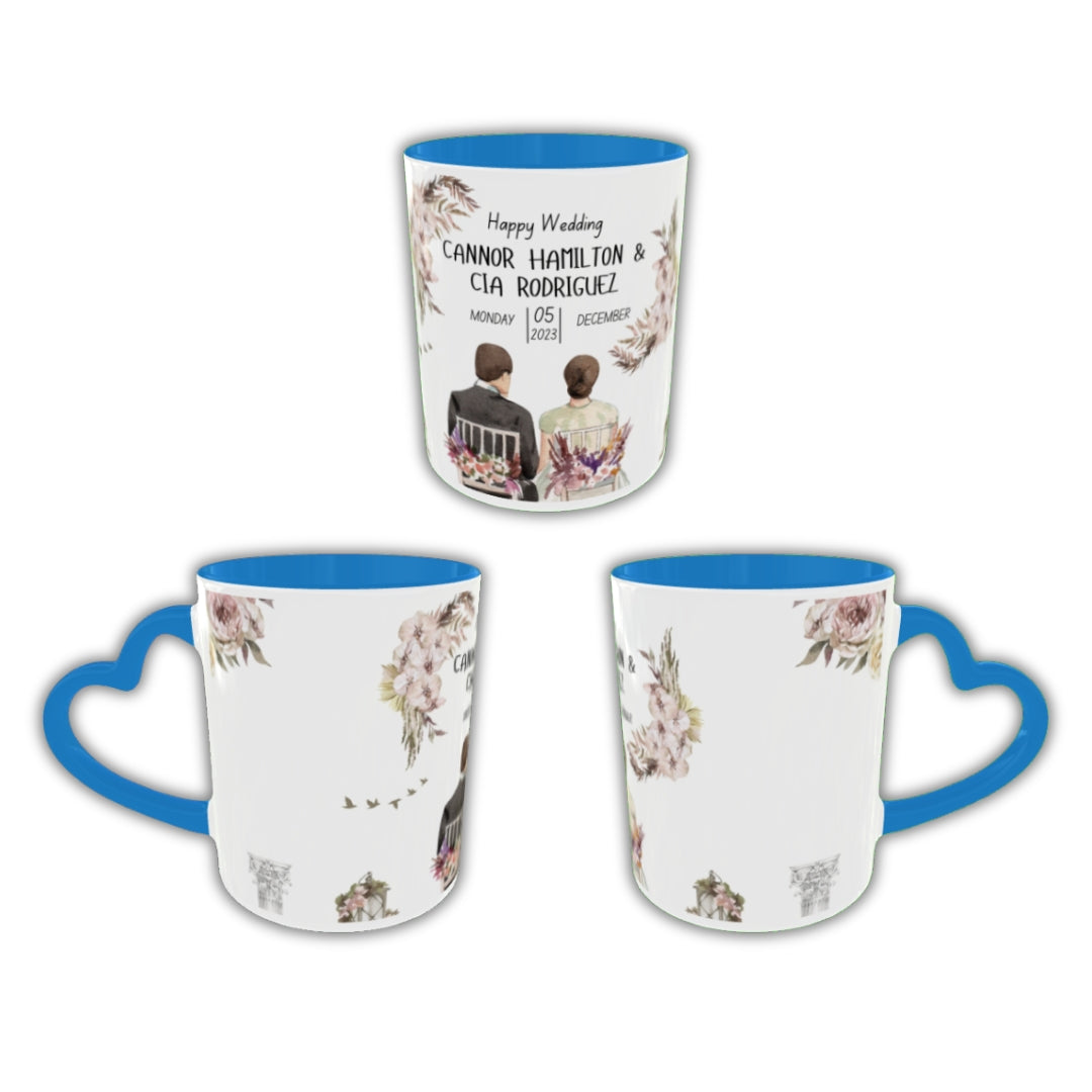 Customized Coffee Mugs in Blue ( Wedding Gift For Couple )