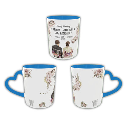 Customized Coffee Mugs in Blue ( Wedding Gift For Couple )
