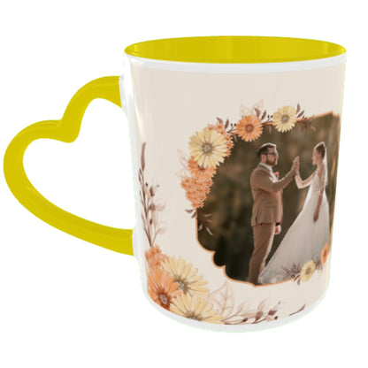 Customized Coffee Mugs in Yellow ( Wedding Gift For Couple )
