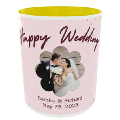 Customized Coffee Mugs in Yellow ( Wedding Gift For Couple )