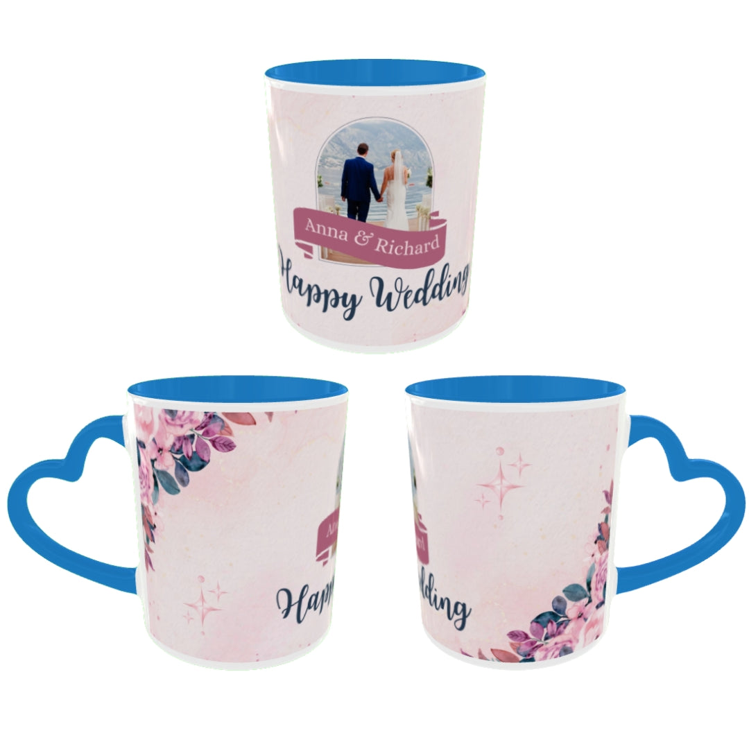 Customized Coffee Mugs in Blue ( Wedding Gift For Couple )