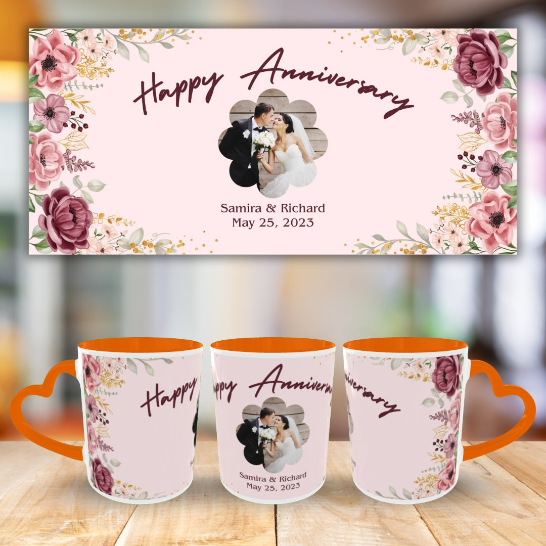 Customized Coffee Mugs For Couple in Orange ( anniversary )