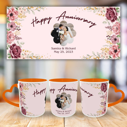 Customized Coffee Mugs For Couple in Orange ( anniversary )