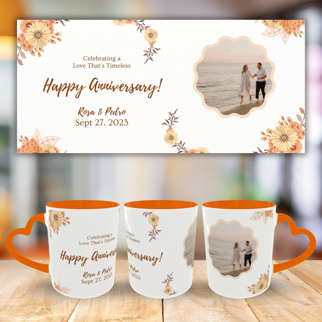 Customized Coffee Mugs For Couple in Orange ( anniversary )