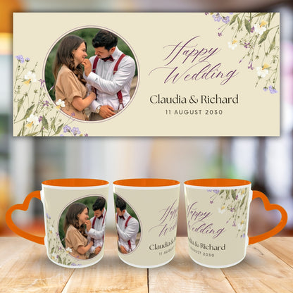 Customized Coffee Mugs in Orange ( Wedding Gift For Couple )