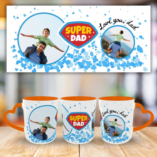 Customized Coffee Mugs For Dad in Orange ( Your Super Hero )
