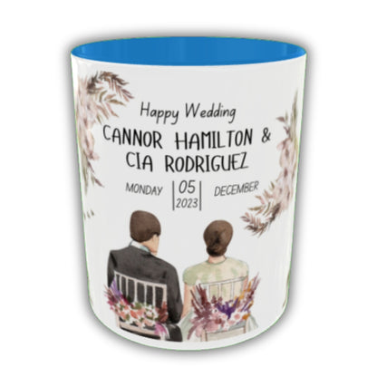Customized Coffee Mugs in Blue ( Wedding Gift For Couple )