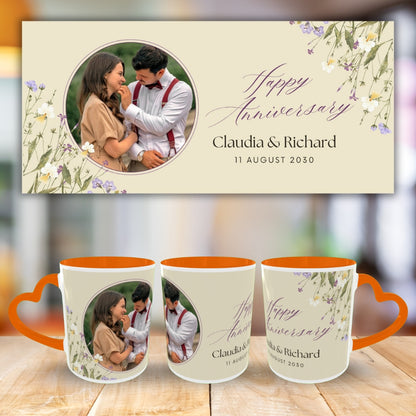 Customized Coffee Mugs For Couple in Orange ( anniversary )