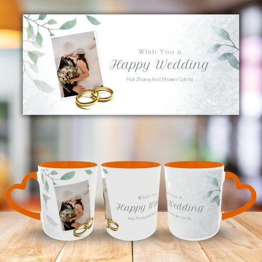Customized Coffee Mugs in Orange ( Wedding Gift For Couple )