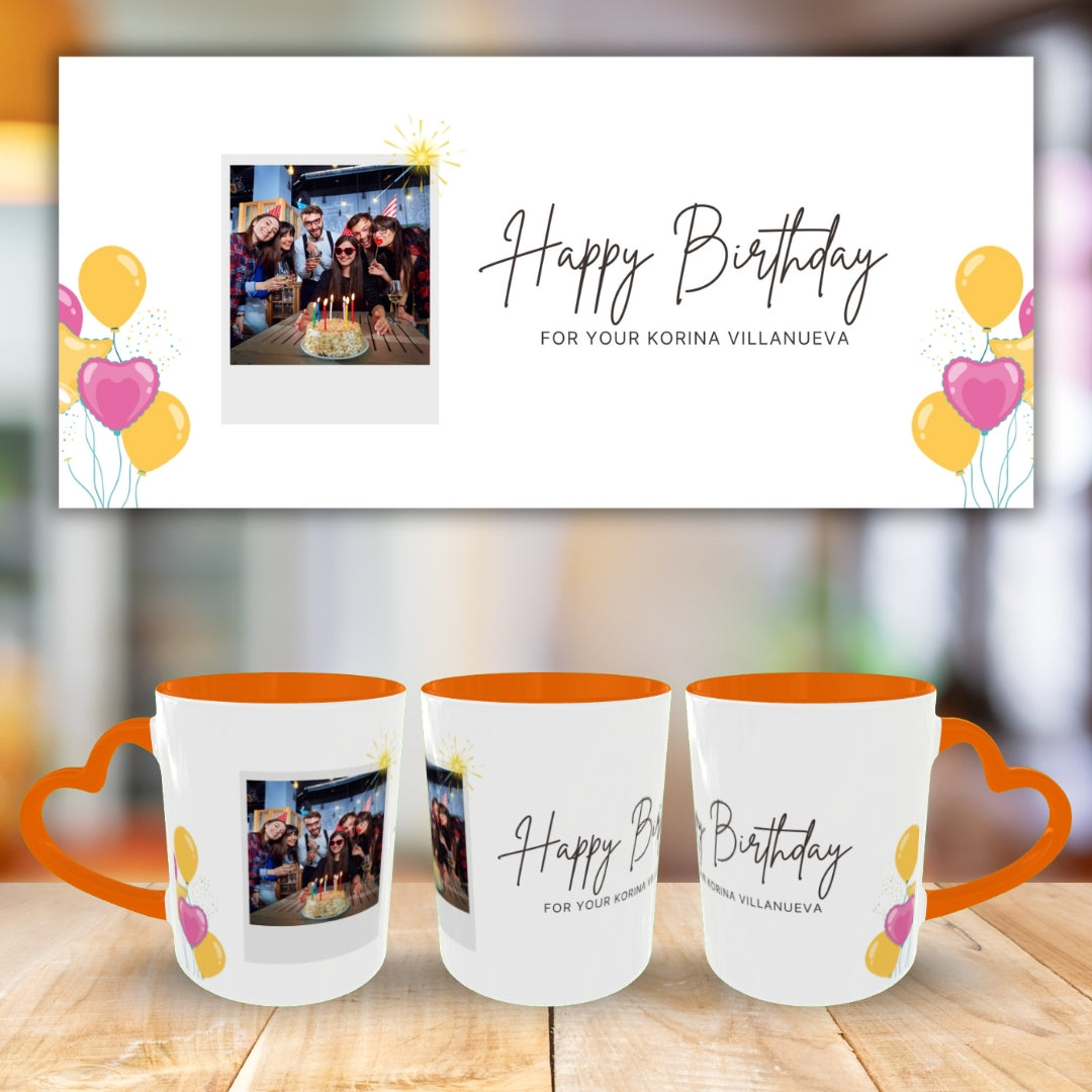 Customized Coffee Mugs For Birthday in Orange