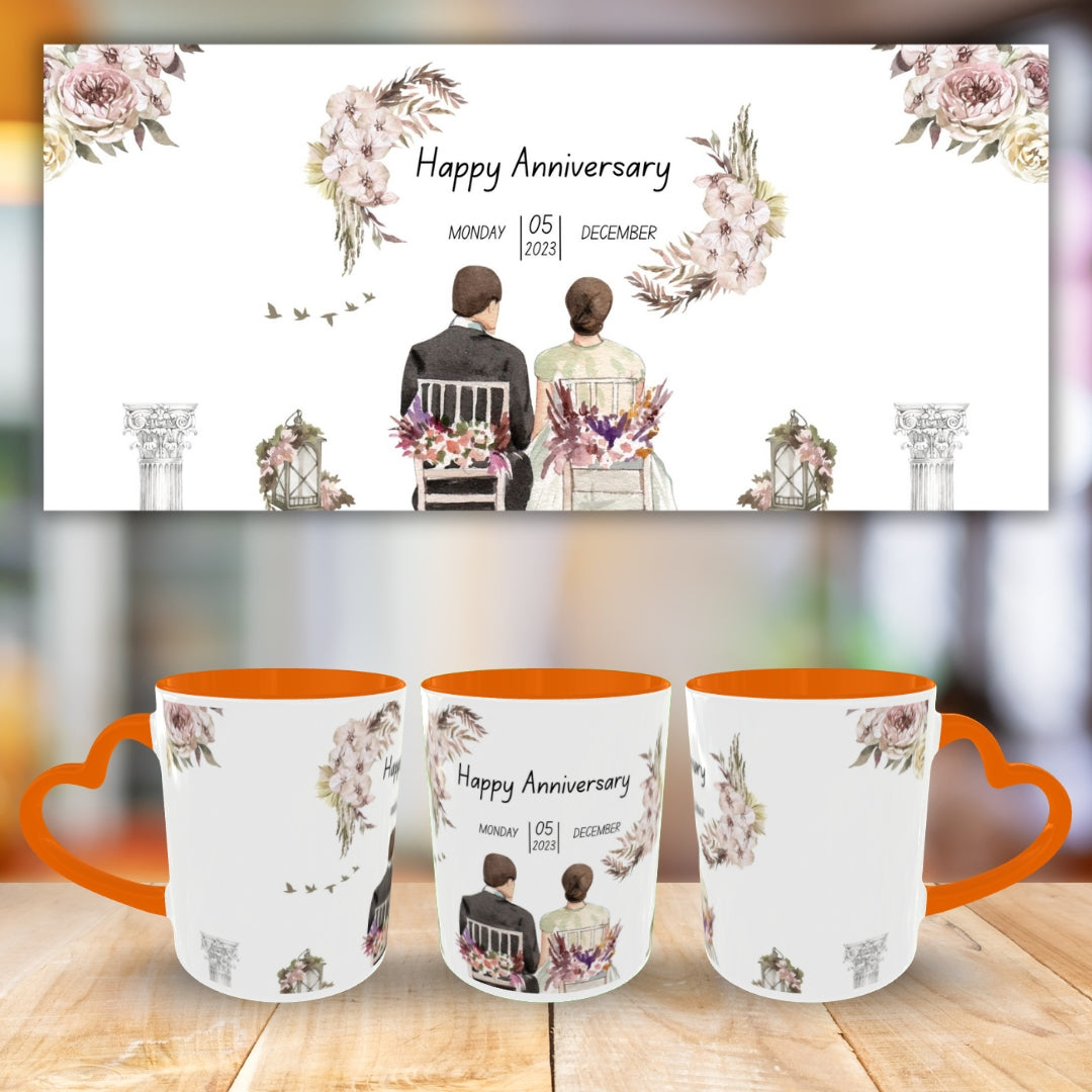 Customized Coffee Mugs For Couple in Orange ( anniversary )