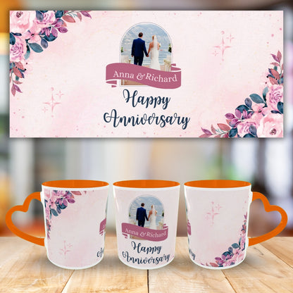 Customized Coffee Mugs For Couple in Orange ( anniversary )