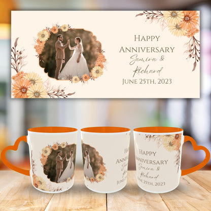 Customized Coffee Mugs For Couple in Orange ( anniversary )