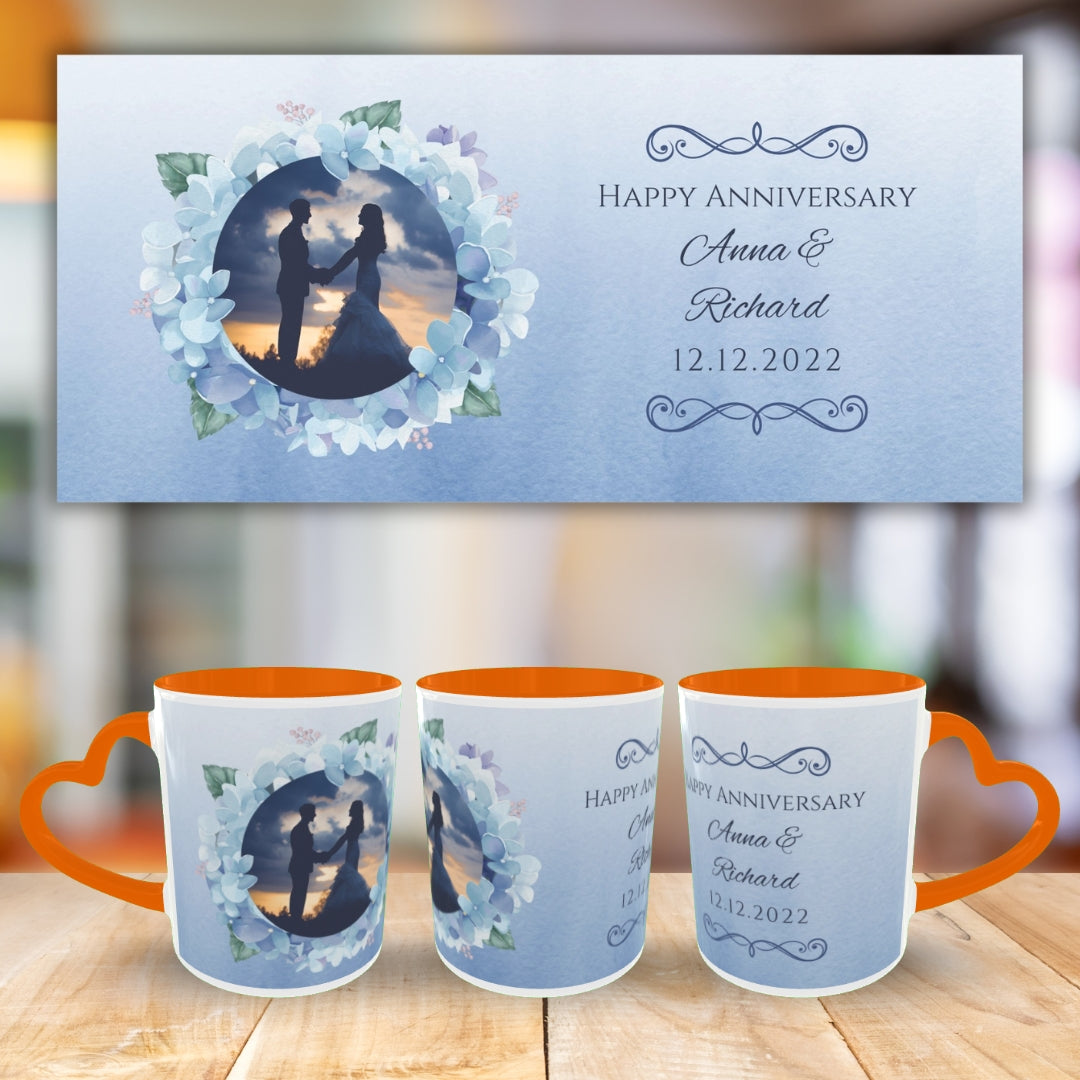 Customized Coffee Mugs For Couple in Orange ( anniversary )