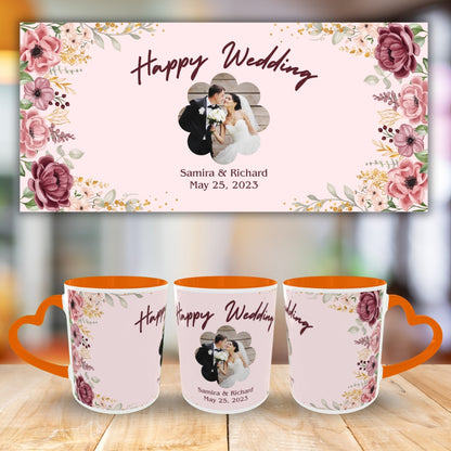 Customized Coffee Mugs in Orange ( Wedding Gift For Couple )