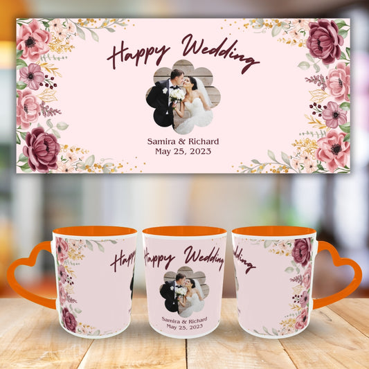 Customized Coffee Mugs in Orange ( Wedding Gift For Couple )