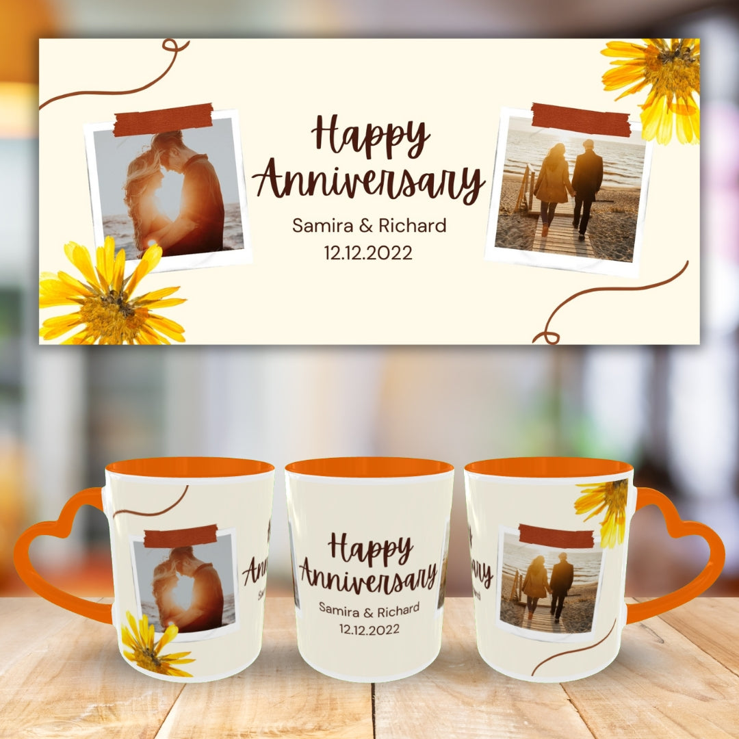 Customized Coffee Mugs For Couple in Orange ( anniversary )