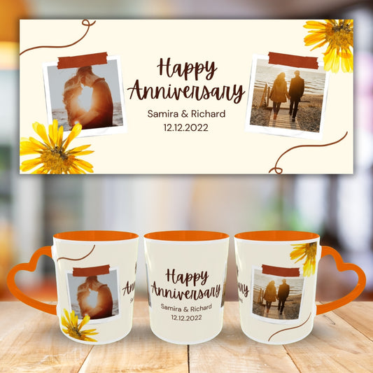 Customized Coffee Mugs For Couple in Orange ( anniversary )