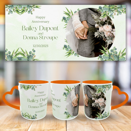 Customized Coffee Mugs For Couple in Orange ( anniversary )