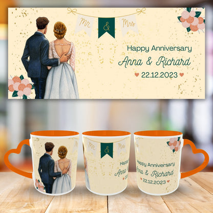 Customized Coffee Mugs For Couple in Orange ( anniversary )
