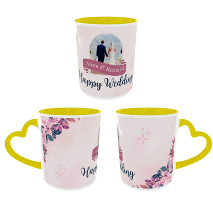 Customized Coffee Mugs in Yellow ( Wedding Gift For Couple )