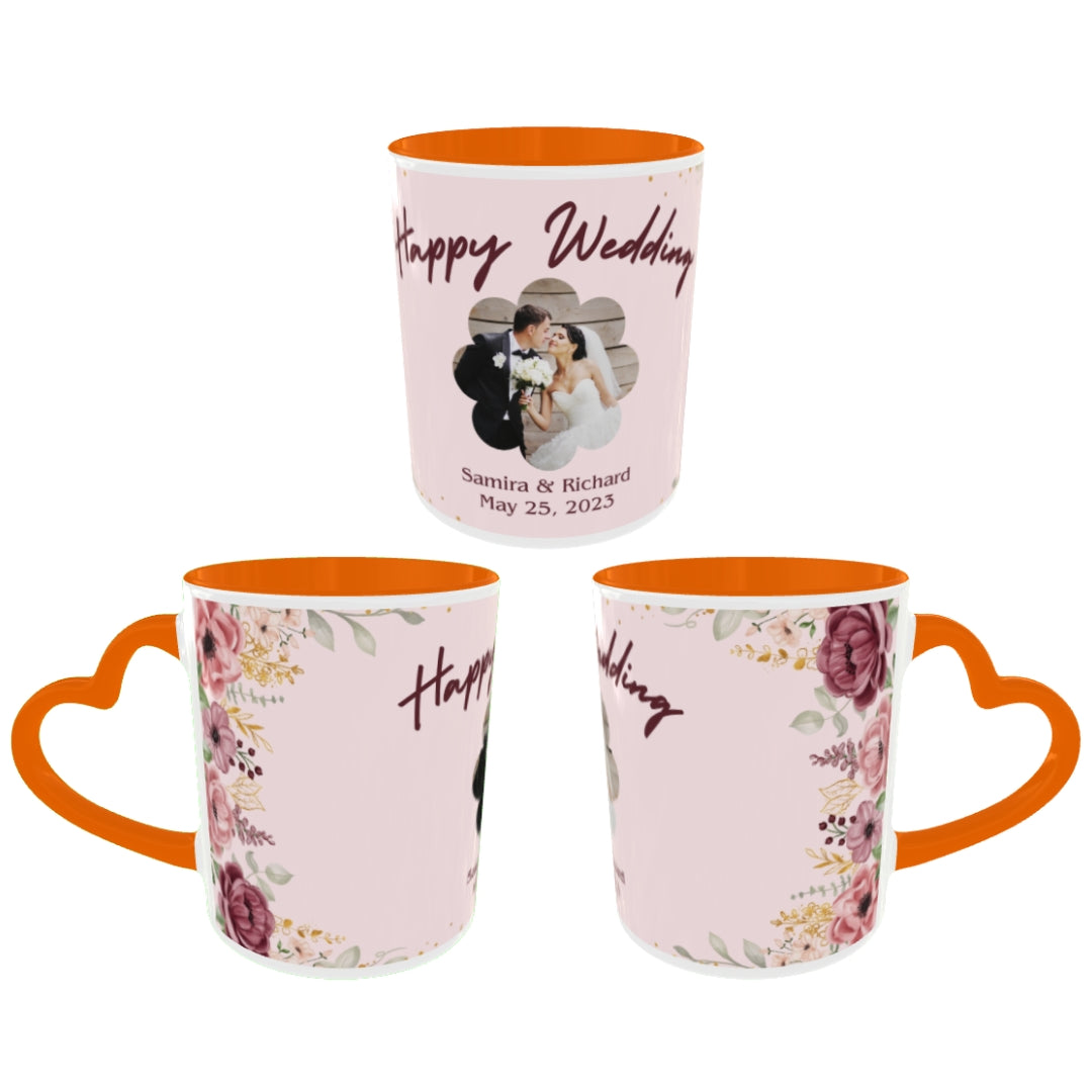 Customized Coffee Mugs in Orange ( Wedding Gift For Couple )