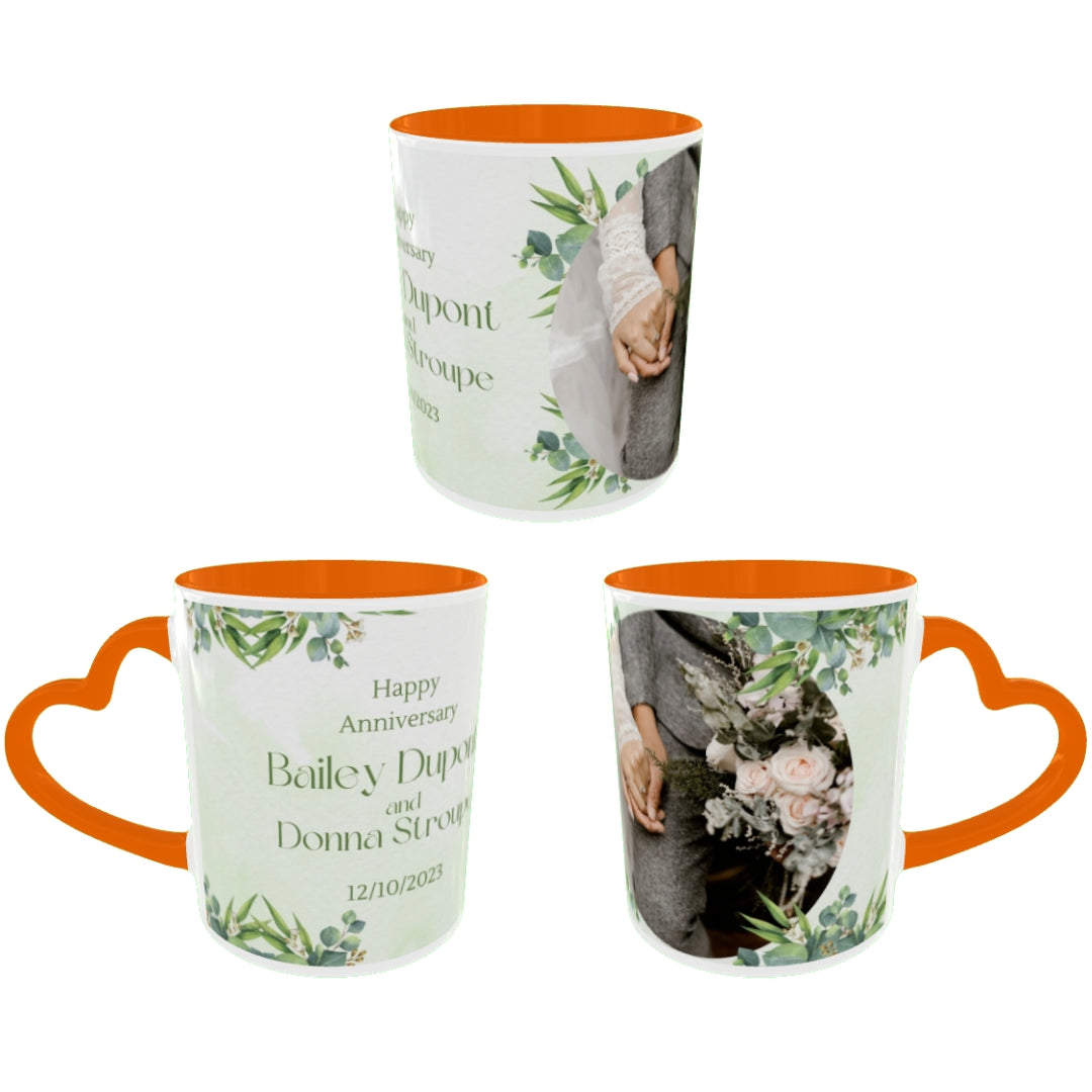 Customized Coffee Mugs For Couple in Orange ( anniversary )