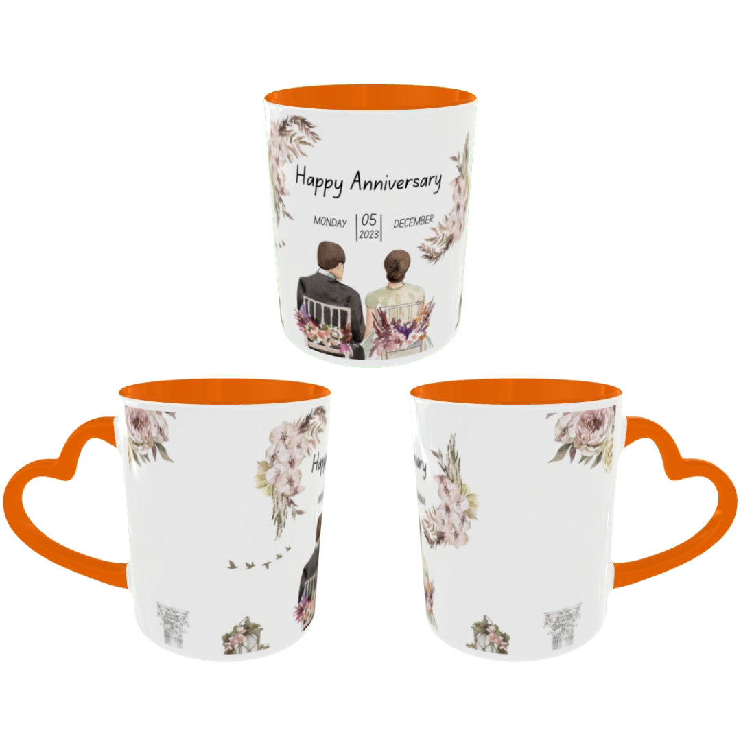 Customized Coffee Mugs For Couple in Orange ( anniversary )