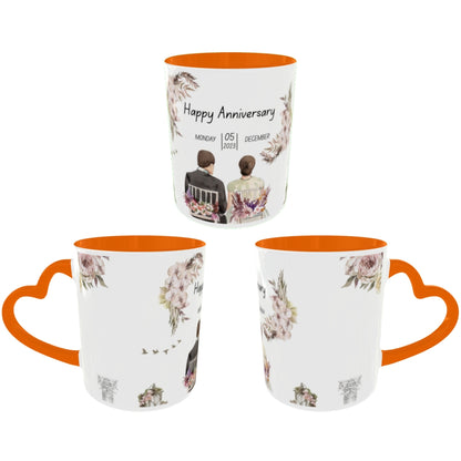 Customized Coffee Mugs For Couple in Orange ( anniversary )