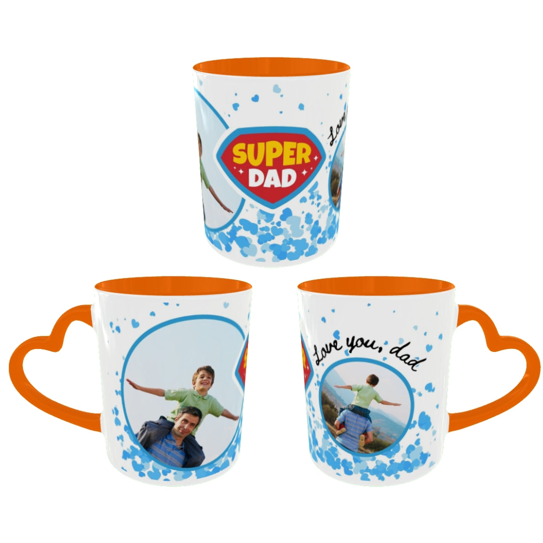 Customized Coffee Mugs For Dad in Orange ( Your Super Hero )