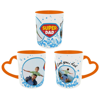 Customized Coffee Mugs For Dad in Orange ( Your Super Hero )